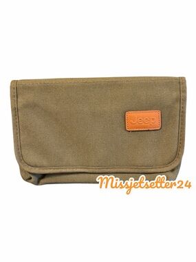 EUC JEEP Army Green Canvas Car Registration Manual Pouch Holder Grand Cherokee